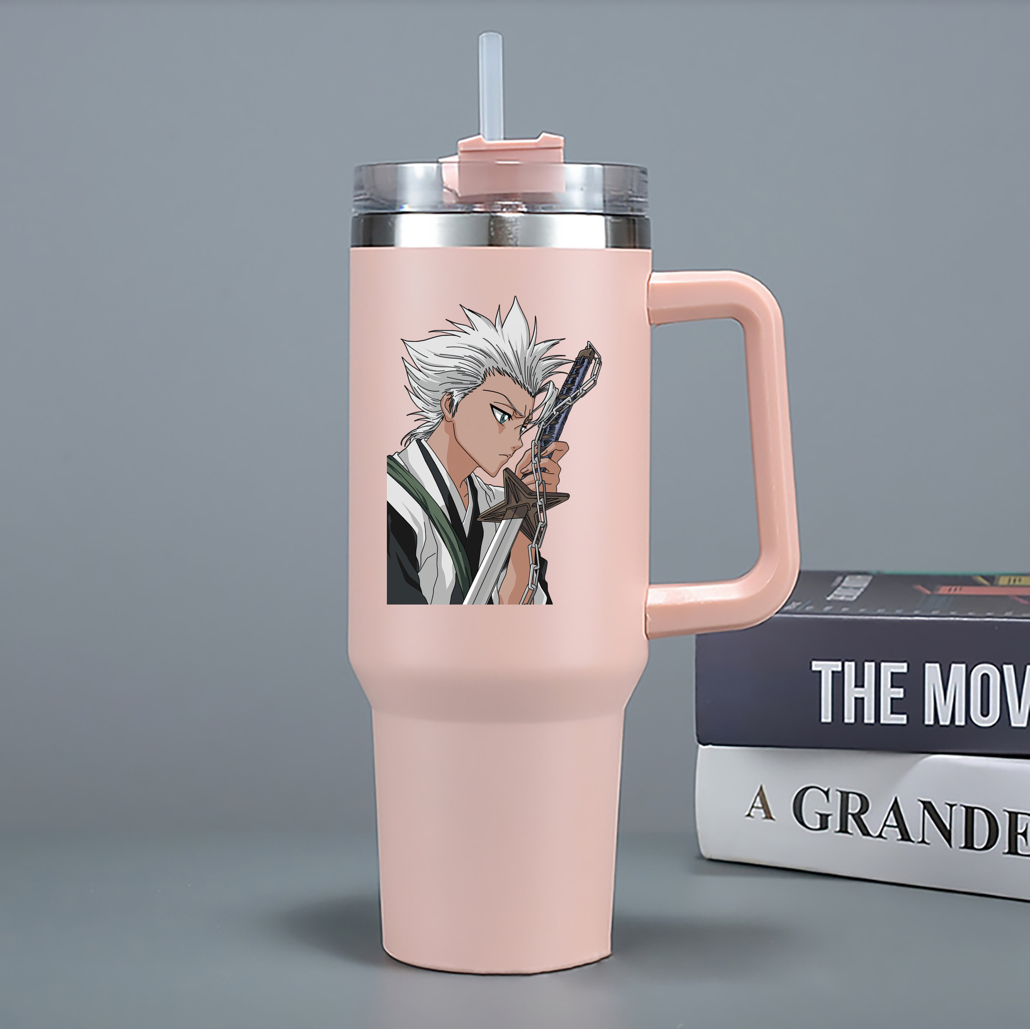 （画像用） ブリーチ 日番谷冬獅郎（ひつがや とうしろう） BLEACH Hitsugaya Toushirou 1200mL車用タンブラー - クリスタルステッカー（プラスチックストロー付き）
